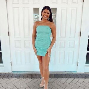 Strapless mini dress